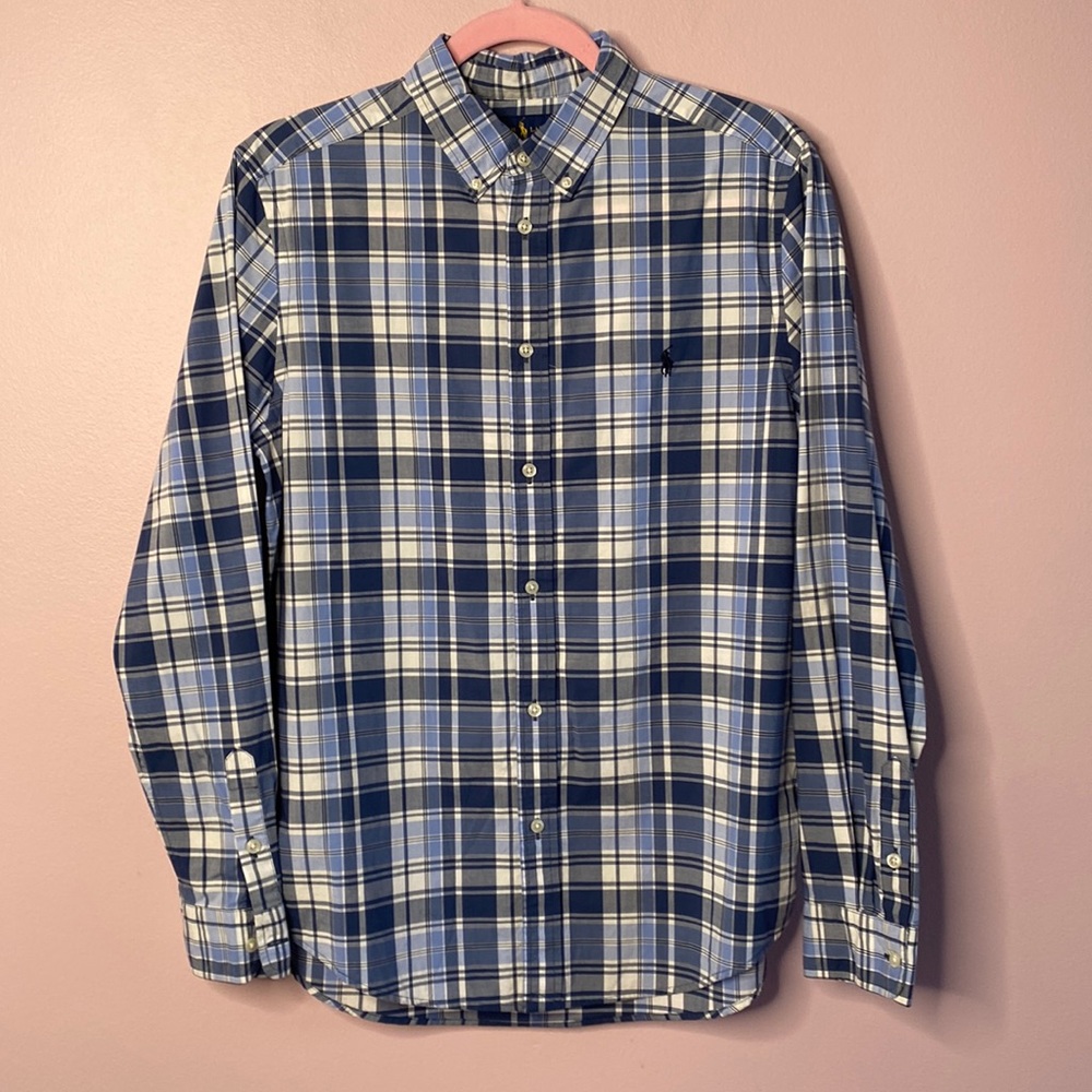 Ralph Lauren Natural Stretch Gingham Checkered, Button Down Shirt XL (18-20)